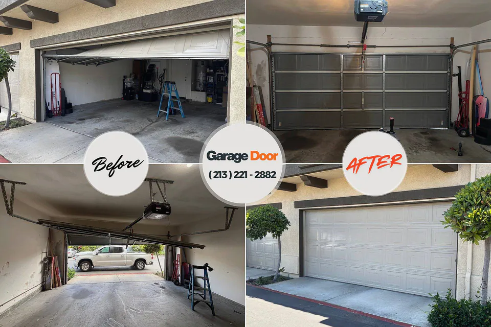 Before and after: garage door repair Montgomery Village, MD